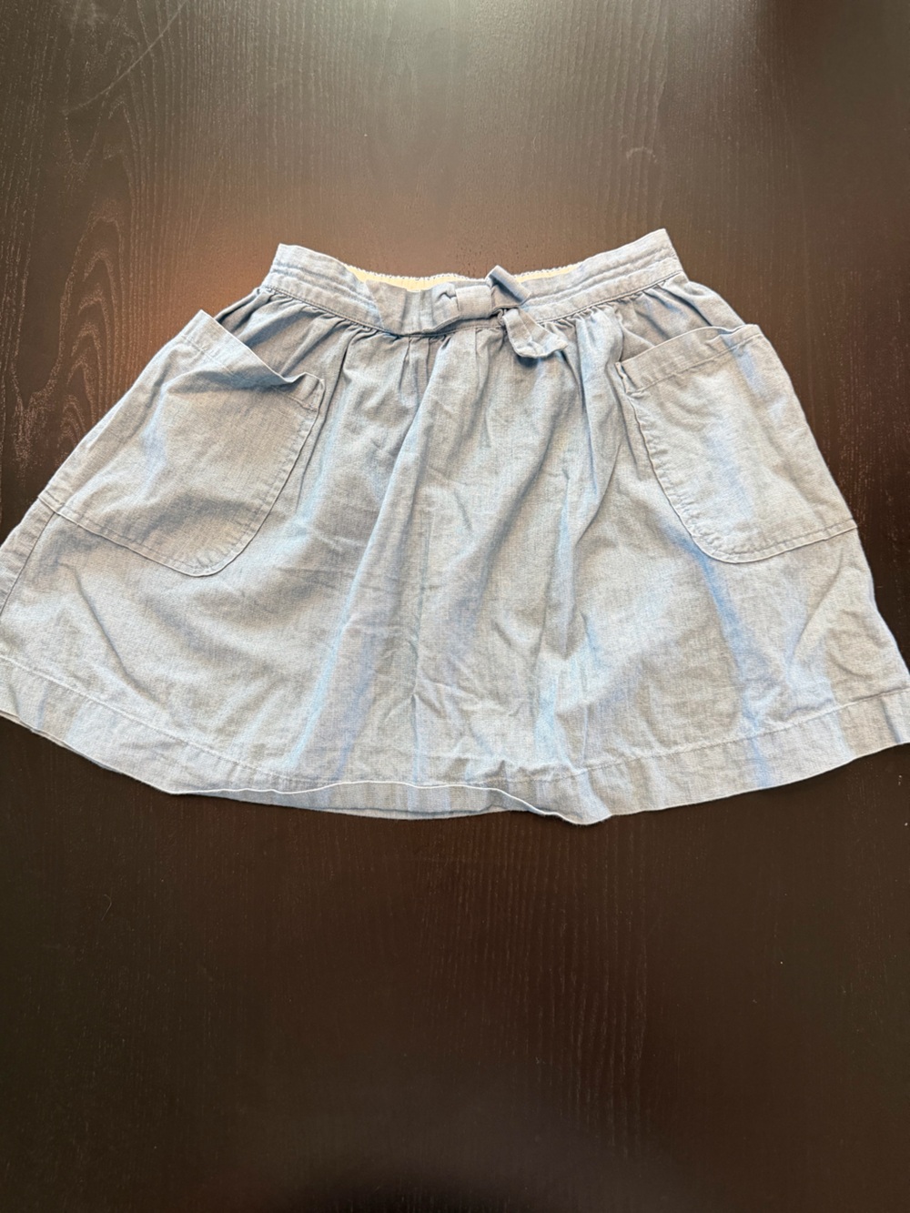 Crewcuts Light Blue Chambray Skirt with Cream Elastic Waist